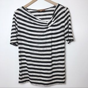 Ellen Tracy Black And White Striped T-Shirt, S